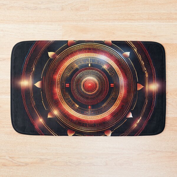 Item preview, Futuristic Tech Mandala in Gold & Red designed and sold by SpiritualManda.