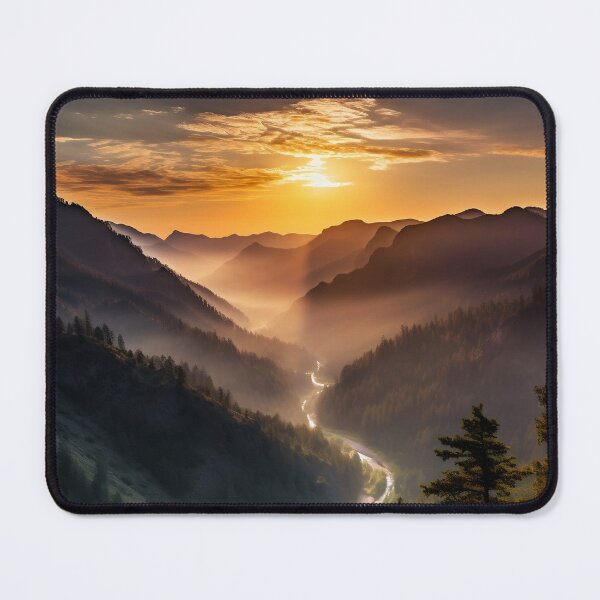 Item preview, Misty forest with river at sunset long exposure - Landscape photography designed and sold by TheArtistOf2022.