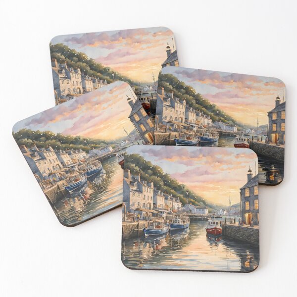 Item preview, Looe Harbour Sunset: Watercolor Beauty designed and sold by LSVart.