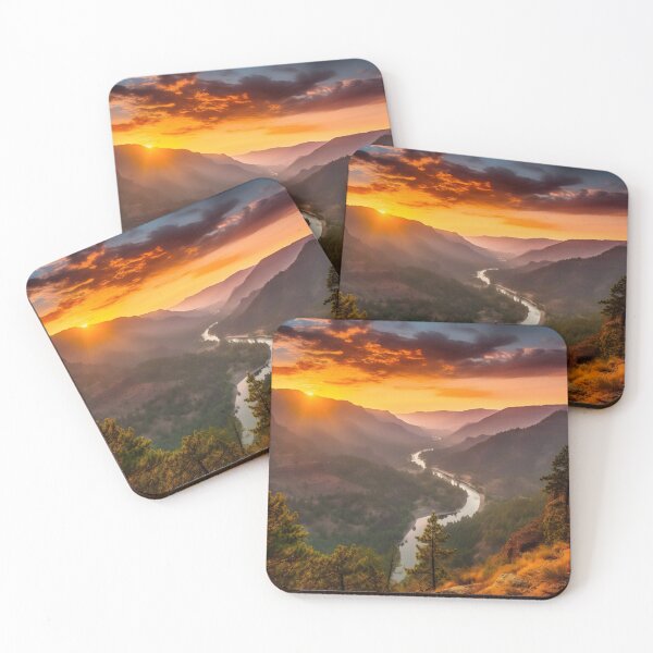 Item preview, Misty forest with river at sunset long exposure - Landscape photography designed and sold by TheArtistOf2022.