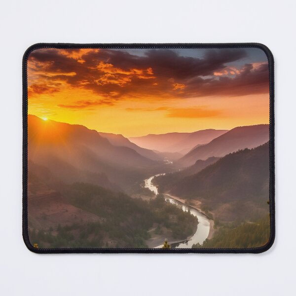 Item preview, Misty forest with river at sunset long exposure - Landscape photography designed and sold by TheArtistOf2022.