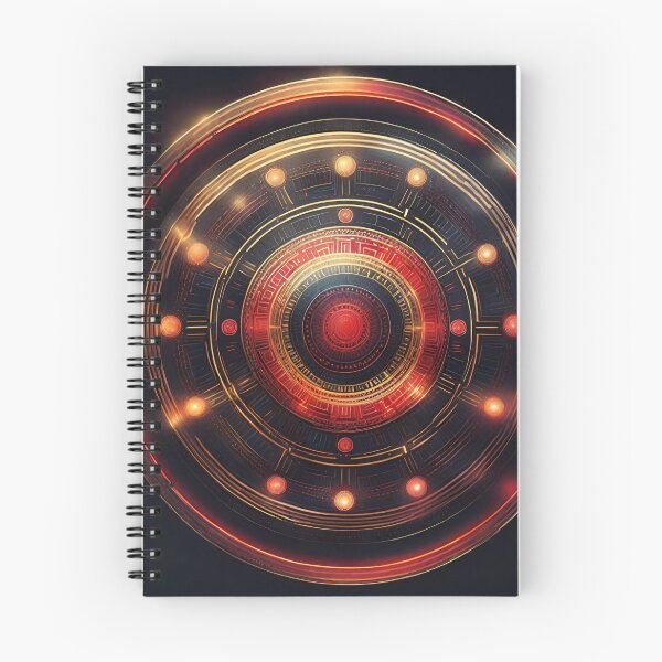 Item preview, Futuristic Tech Mandala Metallic Gold & Electric Red designed and sold by SpiritualManda.