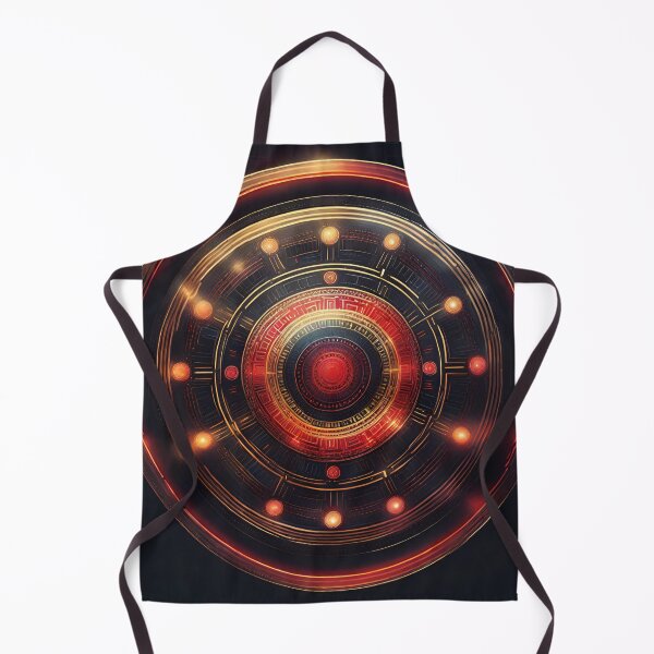 Item preview, Futuristic Tech Mandala Metallic Gold & Electric Red designed and sold by SpiritualManda.