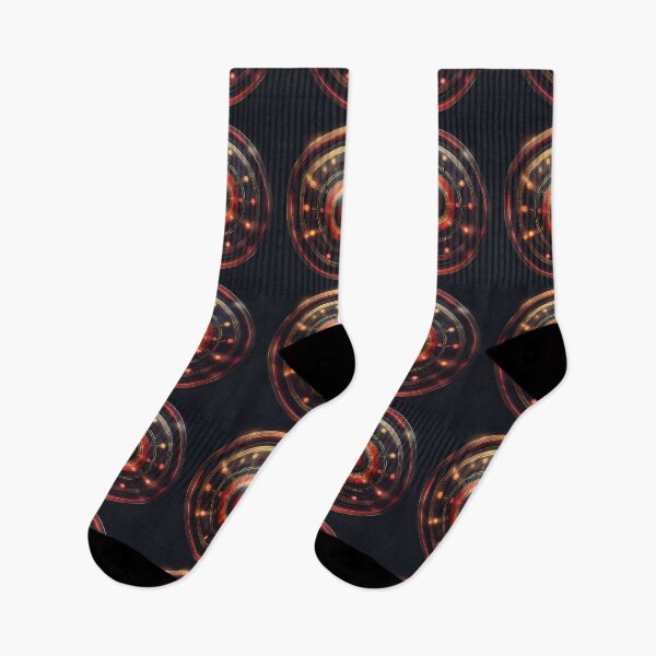 Item preview, Futuristic Tech Mandala Metallic Gold & Electric Red designed and sold by SpiritualManda.