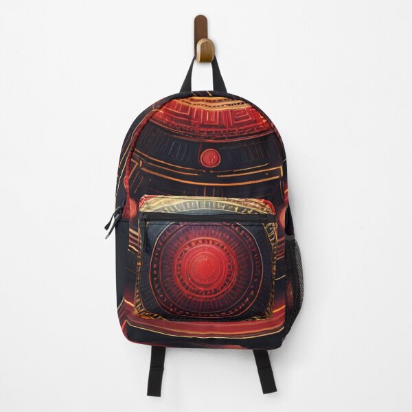 Item preview, Futuristic Tech Mandala Metallic Gold & Electric Red designed and sold by SpiritualManda.