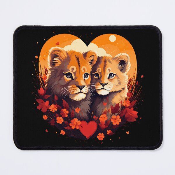 Item preview, Adorable little kwaii young lion cubs in love heart shape illustration designed and sold by NBSStore.
