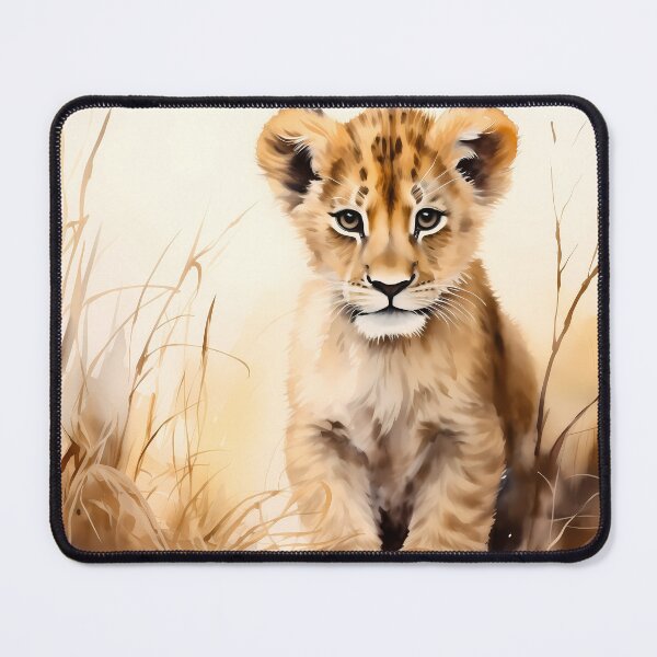 Item preview, Cute African baby lion cub, little wild cat predator animal in tropical savanna wildlife nature watercolor painting designed and sold by NBSStore.