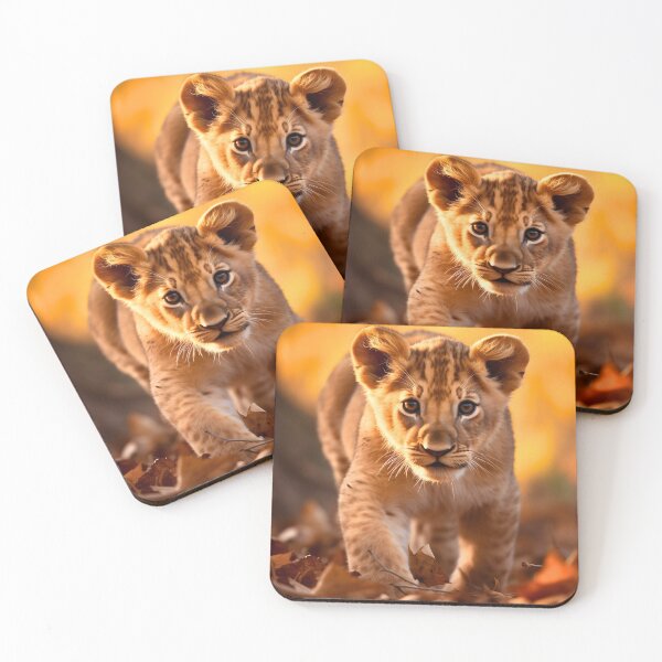 Item preview, Cute African baby lion cub, little wild cat predator animal in tropical savanna wildlife nature designed and sold by NBSStore.