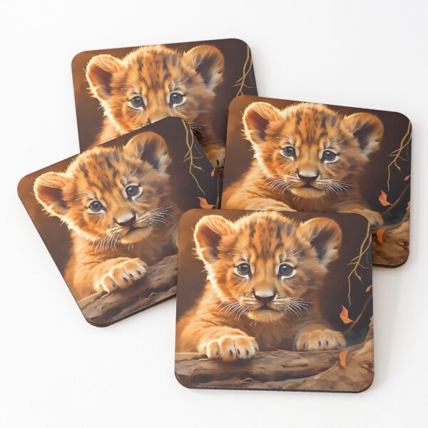 Item preview, Cute African baby lion cub, little wild cat predator animal in tropical savanna wildlife nature designed and sold by NBSStore.