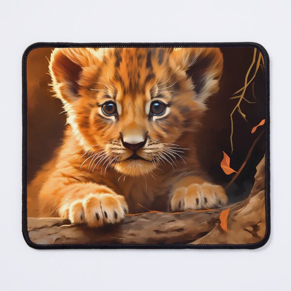 Item preview, Cute African baby lion cub, little wild cat predator animal in tropical savanna wildlife nature designed and sold by NBSStore.
