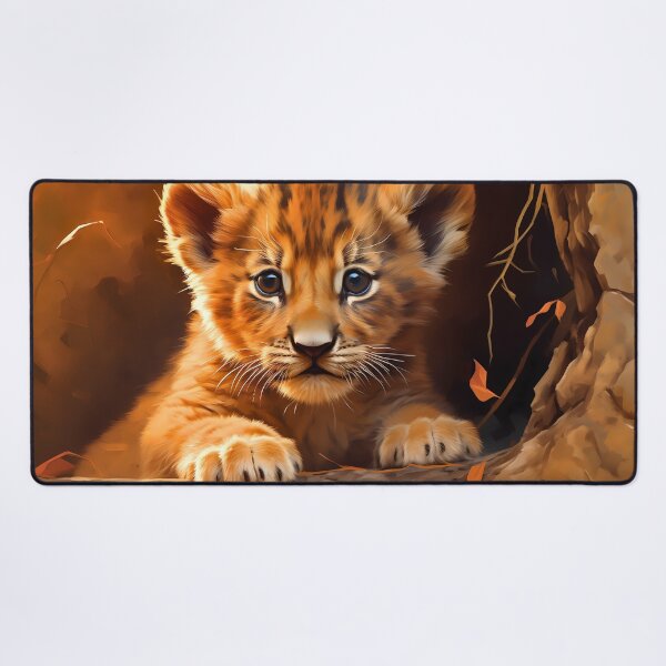 Item preview, Cute African baby lion cub, little wild cat predator animal in tropical savanna wildlife nature designed and sold by NBSStore.