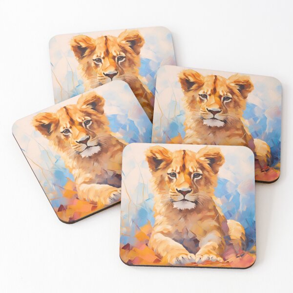Item preview, Cute African baby lion cub, little wild cat predator animal in tropical savanna wildlife nature painting artwork. designed and sold by NBSStore.