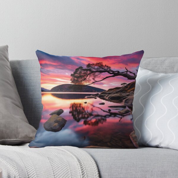 Item preview, Mountains and trees in lake at sunset in long exposure - Landscape photography designed and sold by TheArtistOf2022.