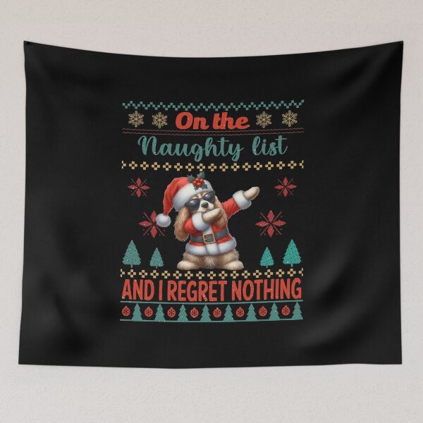 Item preview, On the Naughty List and I Regret Nothing - Festive Cocker Spaniel Mischief designed and sold by Xhevahir.