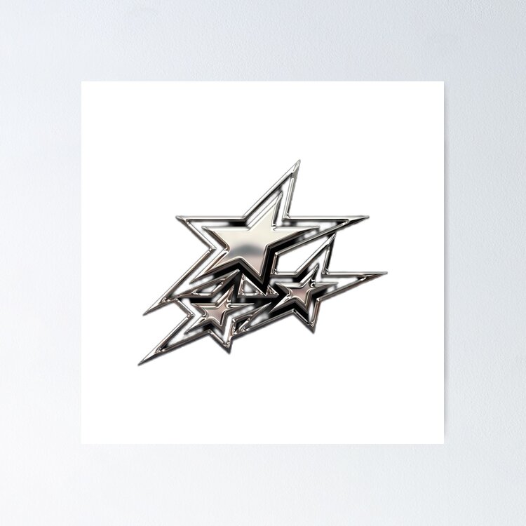silver chrome stars  Sticker
