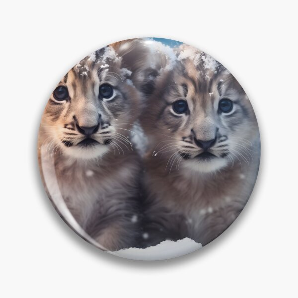 Item preview, Cute African baby lion cub, little wild cat predator animal in the snow photography designed and sold by NBSStore.