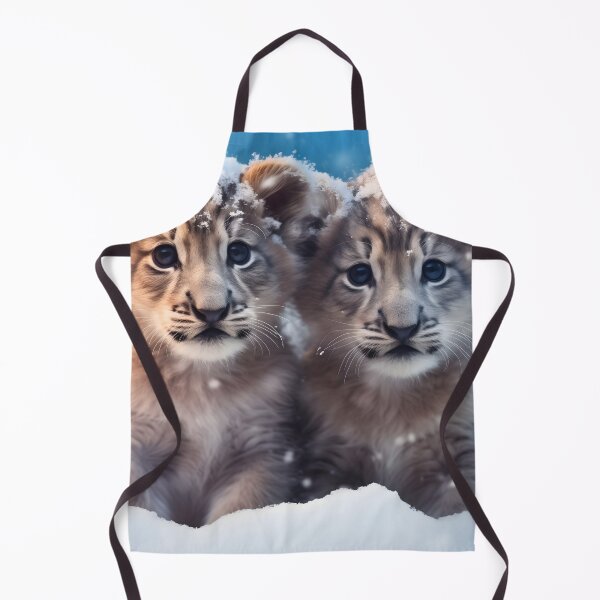Item preview, Cute African baby lion cub, little wild cat predator animal in the snow photography designed and sold by NBSStore.