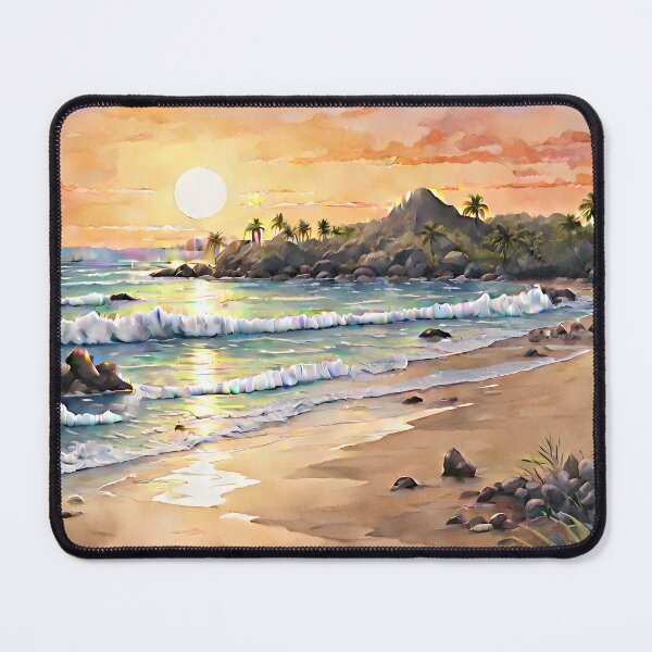 Item preview, Sunset Serenity at Dolphin Bay, Brazil: Watercolor Beauty designed and sold by LSVart.