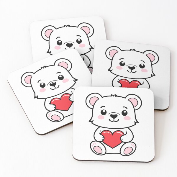 Item preview, White Bear cub with a heart designed and sold by MamikonarsRB.