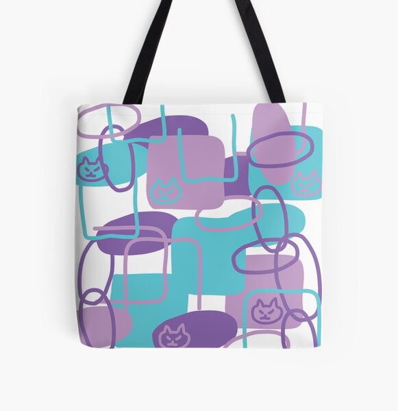 Lilac Cat All Over Print Tote Bag