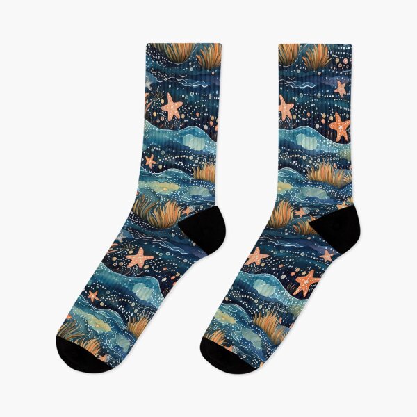 Item preview, Seamless Ocean Waves & Starfish Pattern designed and sold by mushizaman.
