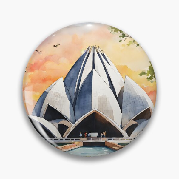 Item preview, Serenity at Sunset: Lotus Temple Delhi, India, Watercolor Beauty designed and sold by LSVart.