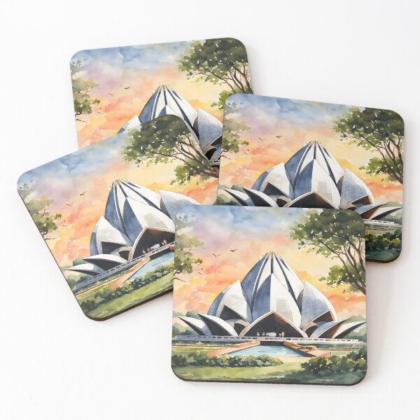 Item preview, Serenity at Sunset: Lotus Temple Delhi, India, Watercolor Beauty designed and sold by LSVart.