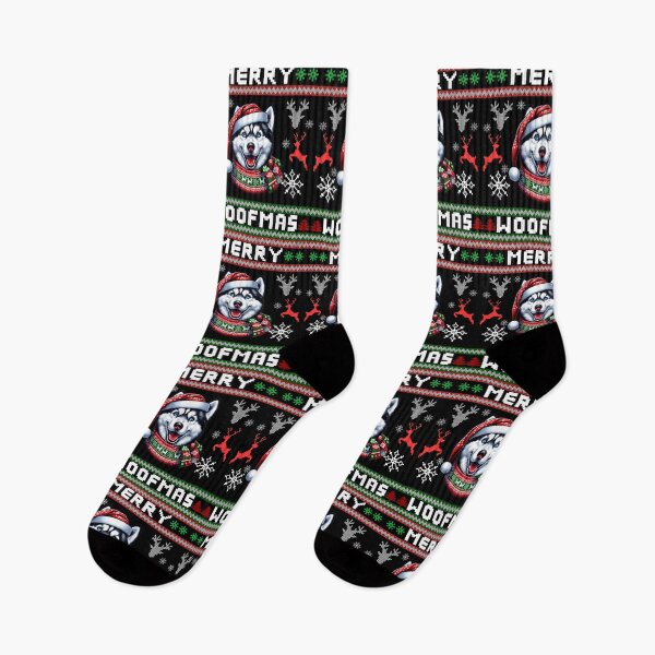 Item preview, Merry Woofmas | Happy Siberian Husky Dog Christmas Sweater designed and sold by TheMostLikely.