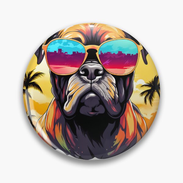 Item preview, Cool boxer mixed with pitbull dog breed wearing sunglasses illustration designed and sold by NBSStore.