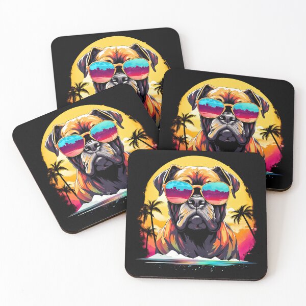 Item preview, Cool boxer mixed with pitbull dog breed wearing sunglasses illustration designed and sold by NBSStore.