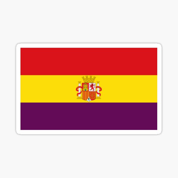 Pegatina Bandera España c/escudo Plastificada - 53001 Color Rojo/Amarillo  Tamano 12x8cm