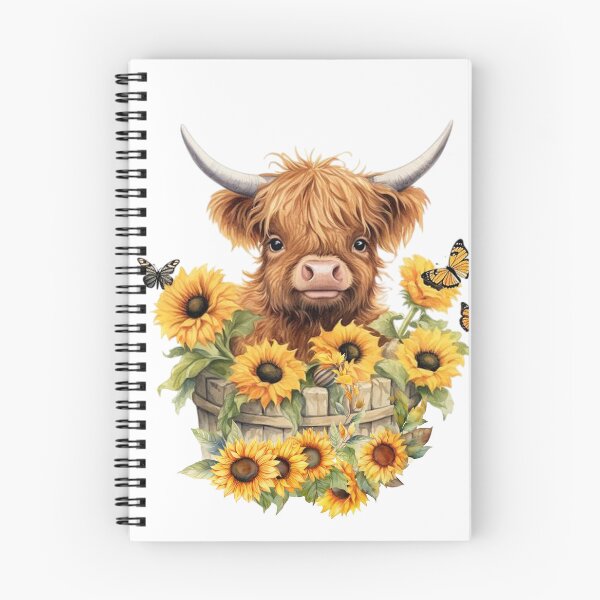 Item preview, Linda vaca de las tierras altas en una canasta de girasoles designed and sold by Winarrts.
