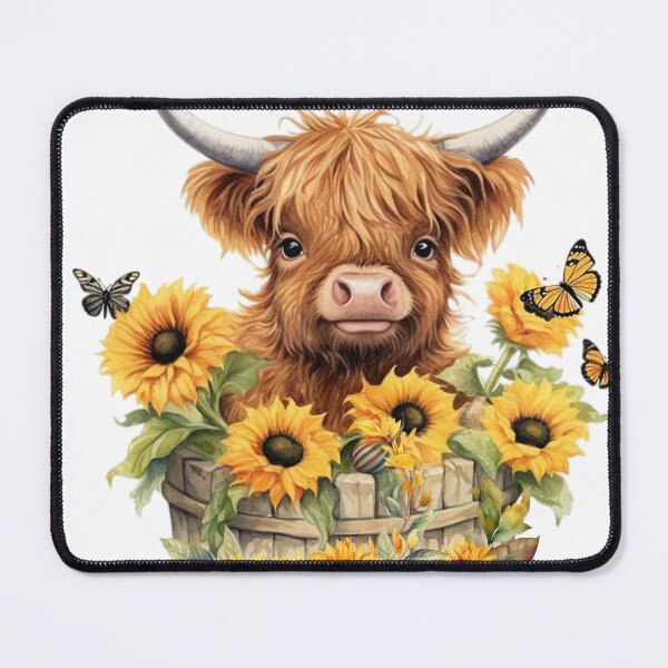 Item preview, Cute Highland Cow in basket of sunflowers designed and sold by Winarrts.
