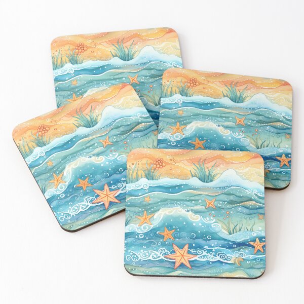 Item preview, Waves & Starfish Pattern 6 designed and sold by mushizaman.