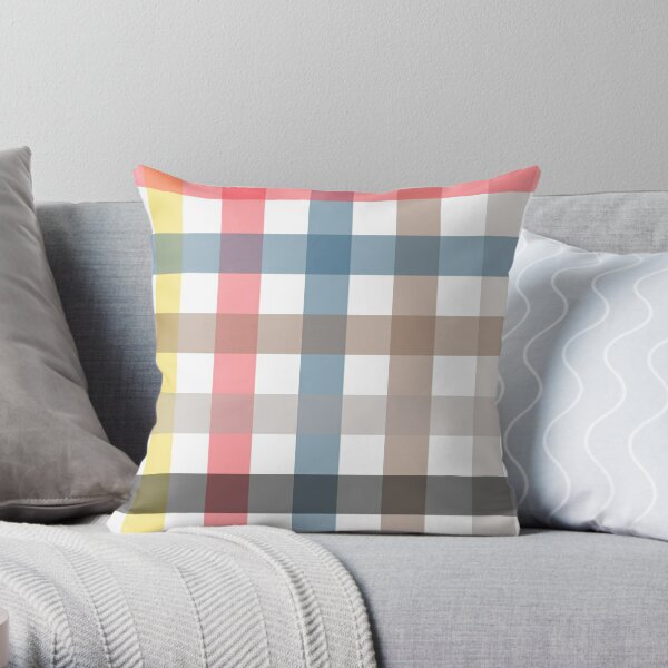 Amber and Ivory Wavy Checkered Throw Pillow