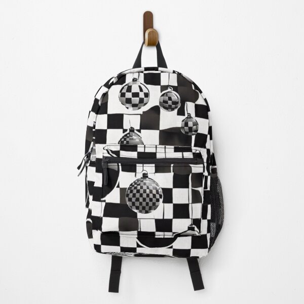 Item preview, Black and black and white baubles on a checkerboard background. designed and sold by Zofia Sosnecka.