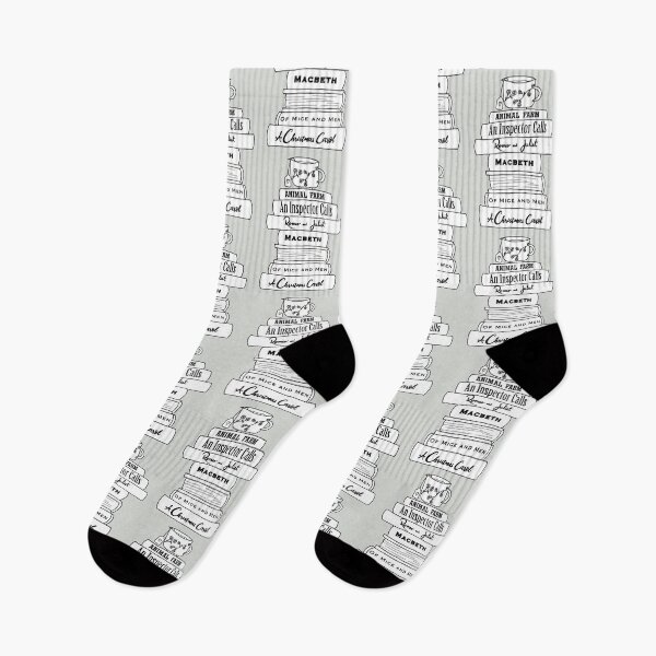 Item preview, English Literature book stack, black and white designed and sold by bookloversclub.