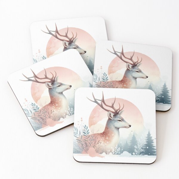Item preview, Deer with big horns and forest background designed and sold by FurryBliss.