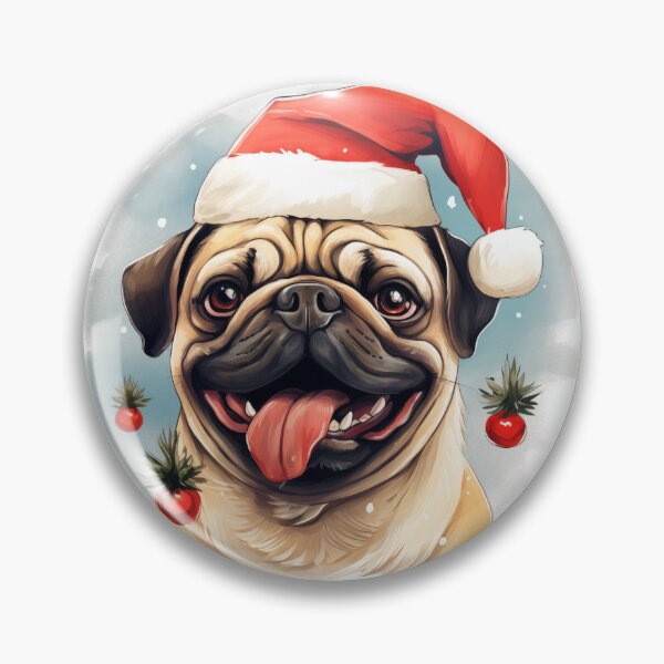 Item preview, Happy pug-dog in christmas cap designed and sold by GoodThings66.