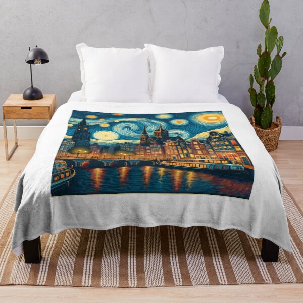 Item preview, Amsterdam, Netherlands, design in the style of Vincent van Gogh Starry Night designed and sold by CreativeSparkzz.