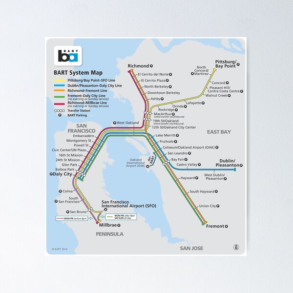 BART MAP - Bay Area Rapid Transit Map Poster