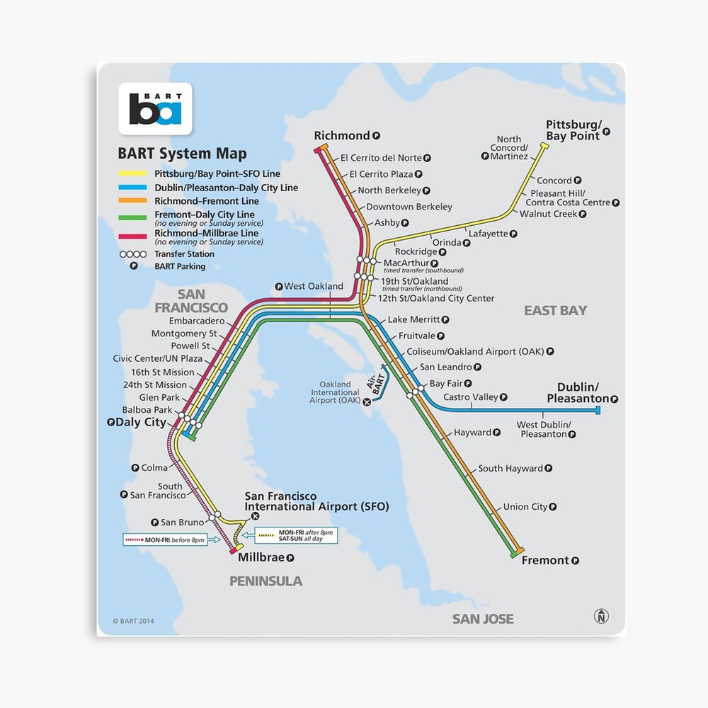 BART MAP - Bay Area Rapid Transit Map Poster
