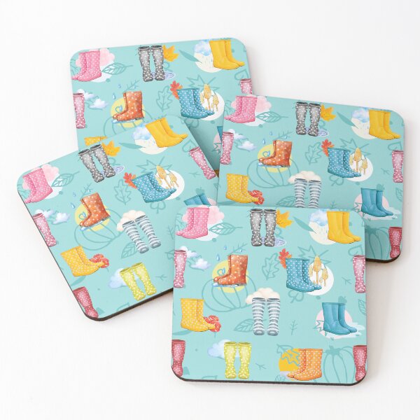 Item preview, Pattern of rainy days and wellies on an autumn day - Blue designed and sold by AinigrivDoll.