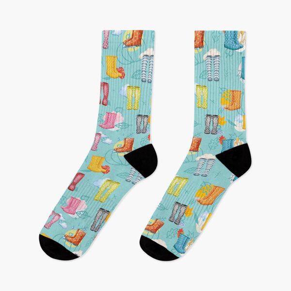Item preview, Pattern of rainy days and wellies on an autumn day - Blue designed and sold by AinigrivDoll.