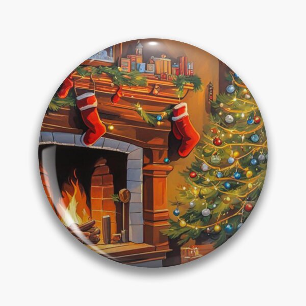 Item preview, Beautiful & Cozy Christmas Room With Snowy Winter Window, Warm Fireplace Beside Christmas Tree With Presents designed and sold by MyArt23.