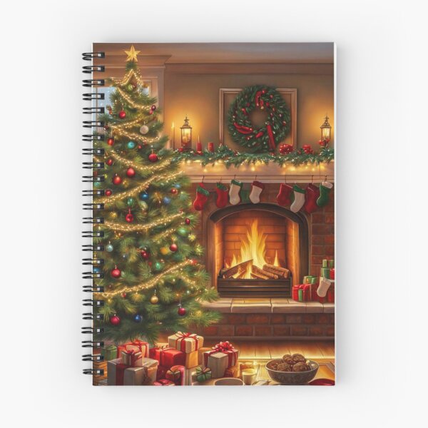 Item preview, Beautiful & Cozy Christmas Room With Snowy Winter Window, Warm Fireplace Beside Christmas Tree With Presents designed and sold by MyArt23.