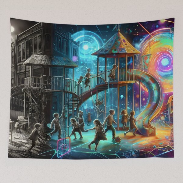 Item preview, Ethereal Time: Playground Across Past, Present, Future designed and sold by AI-Only Creations.