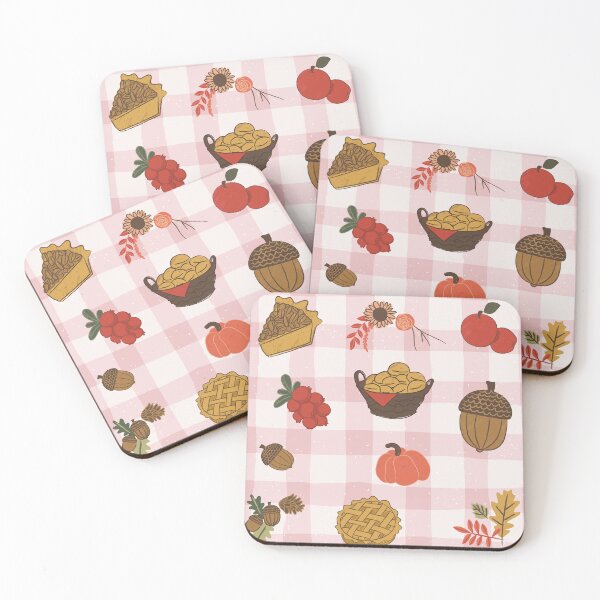 Item preview, Picnic pattern on a fall afternoon on a pink and white gingham tablecloth designed and sold by AinigrivDoll.