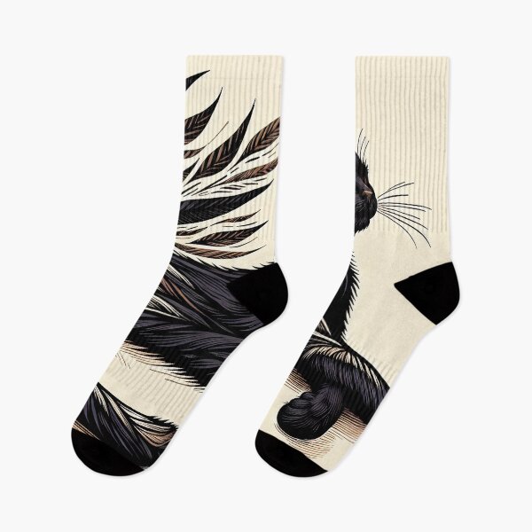 Item preview, Feathered Whiskers on a Sleek Black Cat designed and sold by PictorialWhimsy.