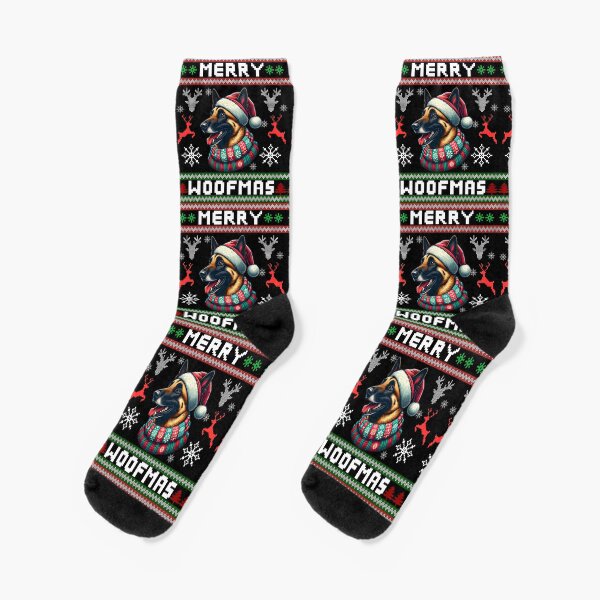 Item preview, Merry Woofmas | Happy Belgian Malinois 'Maligator' Dog Christmas Sweater designed and sold by TheMostLikely.